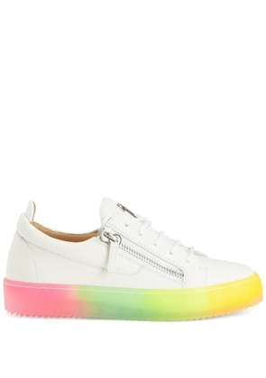 Giuseppe Zanotti Frankie double-zip low-top rainbow-sole sneakers - White