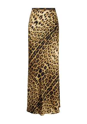 Roberto Cavalli jaguar-print silk skirt - Brown
