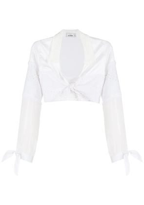 Amir Slama tie-front cropped shirt - White