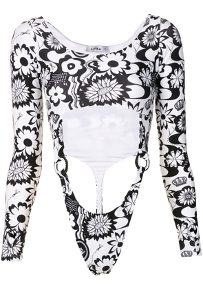 Amir Slama floral-print cut-out top - Black