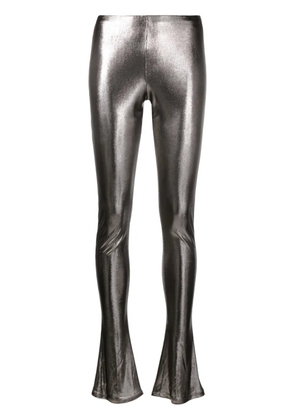 Blumarine laminated-finish high-waisted trousers - Grey