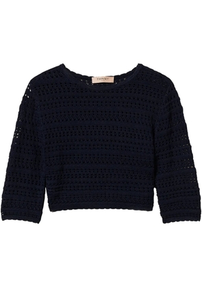 TWINSET cropped open-knit jumper - Blue