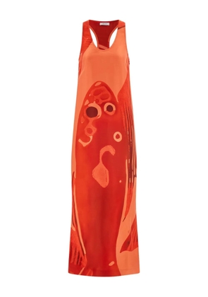 Ferragamo carp-motif silk maxi dress - Red