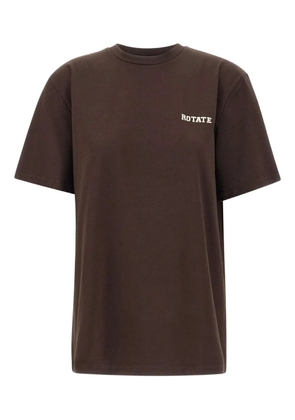 ROTATE BIRGER CHRISTENSEN logo-embroidery crew-neck T-shirt - Brown