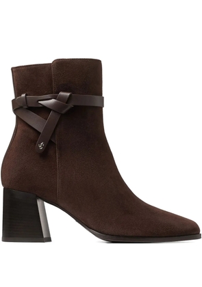 Jimmy Choo 60mm Lawton knotted-strap leather boots - Brown