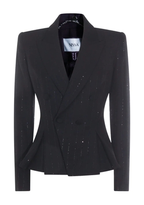 NISSA double-breasted pinstripe jacket - Black