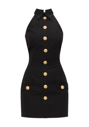 Balmain halterneck buttoned mini dress - Black