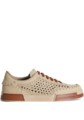 Dolce & Gabbana mesh-panelling leather sneakers - Neutrals