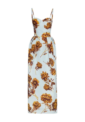 Oscar de la Renta floral-print corset gown - Blue