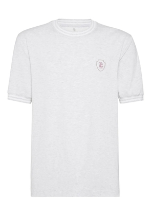 Brunello Cucinelli logo-embroidered crew-neck T-shirt - Grey