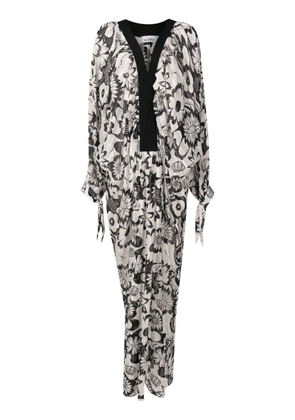 Amir Slama floral-print kaftan beach dress - White