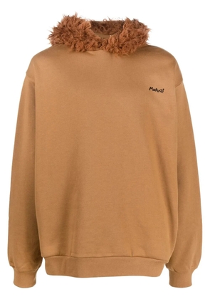 Marni logo-embroidered hoodie - Brown