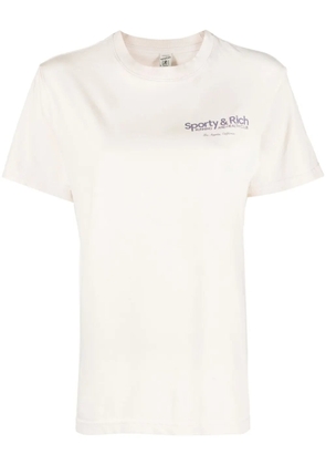 Sporty & Rich logo-print cotton T-shirt - Neutrals