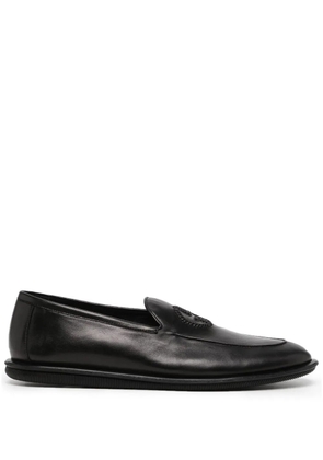 Giorgio Armani embroidered-logo leather slippers - Black