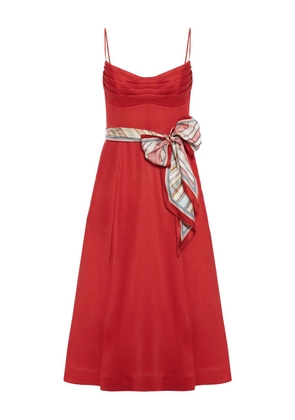 ZIMMERMANN Rebellion Tuck striped bow midi dress - Red