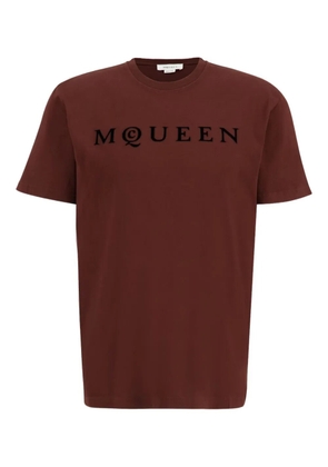 Alexander McQueen Madder flocked-logo T-shirt - Brown