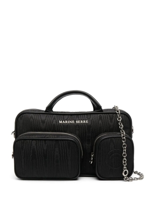 Marine Serre logo-lettering zipped shoulder bag - Black
