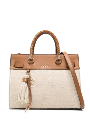 LIU JO Manhattan braided-handle jacquard tote bag - Neutrals