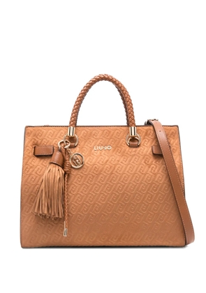 LIU JO Manhattan debossed tassel tote bag - Brown
