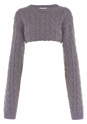 Miu Miu cable knit cropped cashmere jumper - Grey