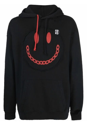 Raf Simons x Smiley distressed-finish hoodie - Black
