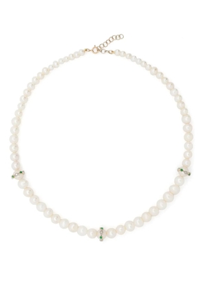 Pascale Monvoisin 9kt yellow and white gold Chelsea N°2 pearl diamond and emerald necklace