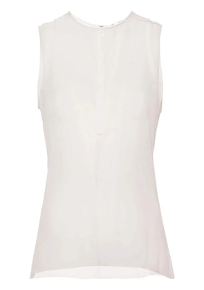 AMI Paris semi-sheer silk top - White
