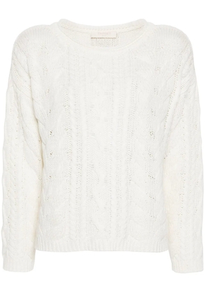 TWINSET logo-patch cable-knit jumper - White