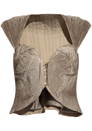 Cult Gaia Milli sweetheart-neck pleated top - Green