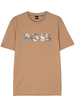 BOSS logo-print cotton T-shirt - Neutrals