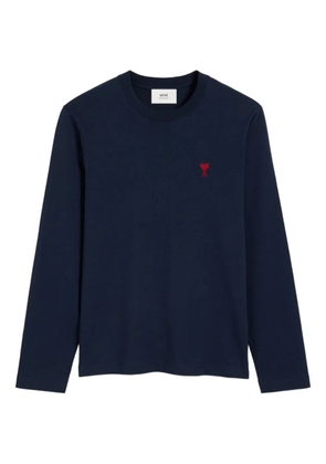 AMI Paris embroidered logo organic cotton longsleeved shirt - Blue