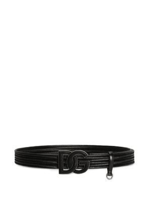 Dolce & Gabbana DG-plaque woven belt - Black
