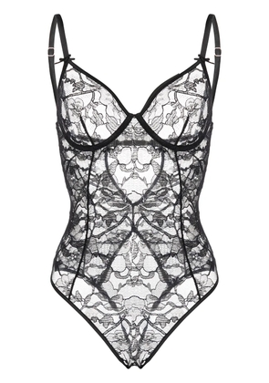 Fleur Du Mal Magnolia lace ouvert bodysuit - Black