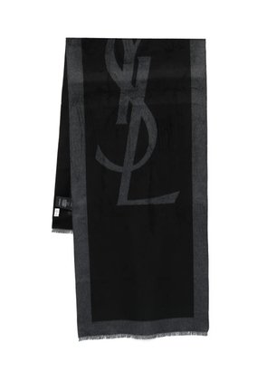 Saint Laurent logo-jacquard silk scarf - Black