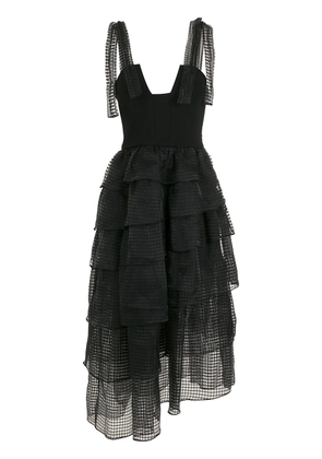 Olympiah mesh-tiered bodice midi dress - Black