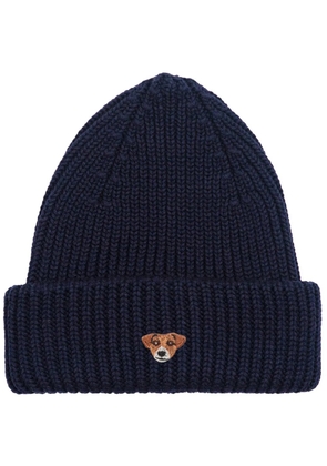 PELO FOUNDATION dog-appliqué beanie - Blue