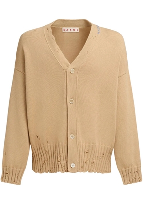 Marni distressed-effect cotton cardigan - Neutrals