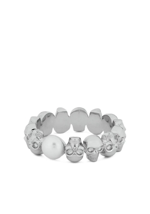 Alexander McQueen skull-pearl ring - Silver