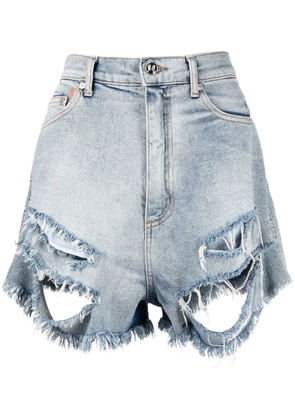 Natasha Zinko distressed denim shorts - Blue