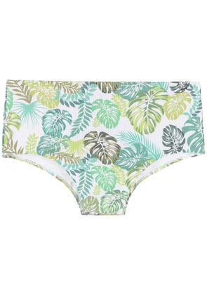 Amir Slama leaf print swim briefs - White