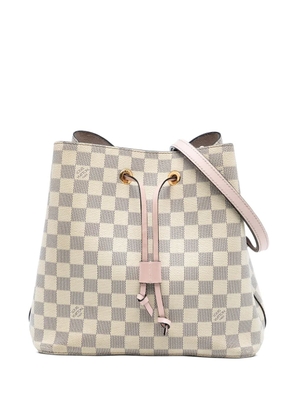 Louis Vuitton Pre-Owned 2019 Damier Azur Neonoe MM bucket bag - White