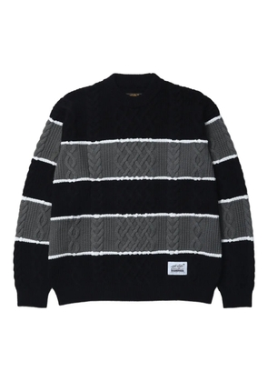 Neighborhood striped cable-knit sweater - Black