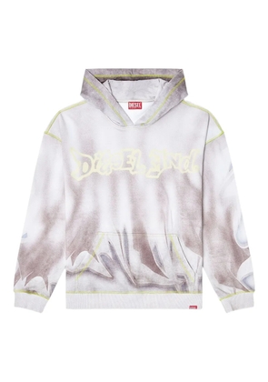 Diesel graffiti-print cotton hoodie - White