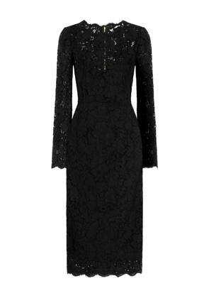 Dolce & Gabbana long-sleeve lace midi dress - Black