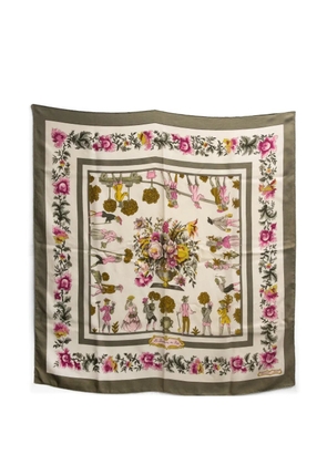 Hermès Pre-Owned 1967 Les Jardiniers du Roy floral-print silk scarf - Neutrals