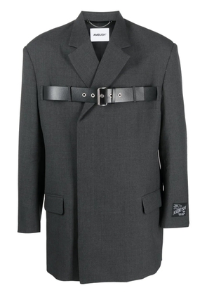AMBUSH belted-detail virgin-wool blazer - Grey