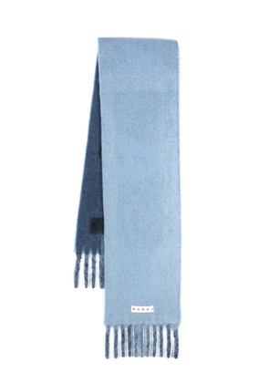 Marni intarsia-logo fringed scarf - Blue