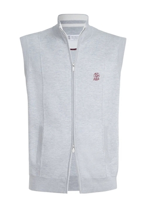 Brunello Cucinelli logo-detail zipped vest - Grey