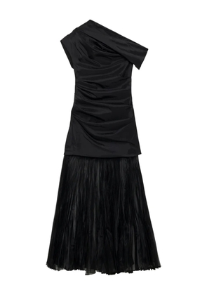 Simkhai Ammalie draped pleated-skirt taffeta dress - Black