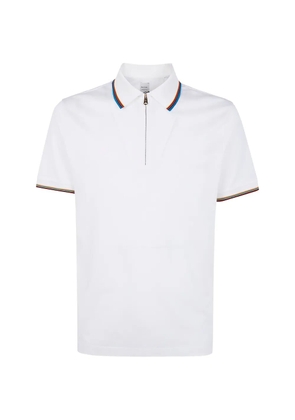 Paul Smith zip-neck striped-detail polo shirt - White